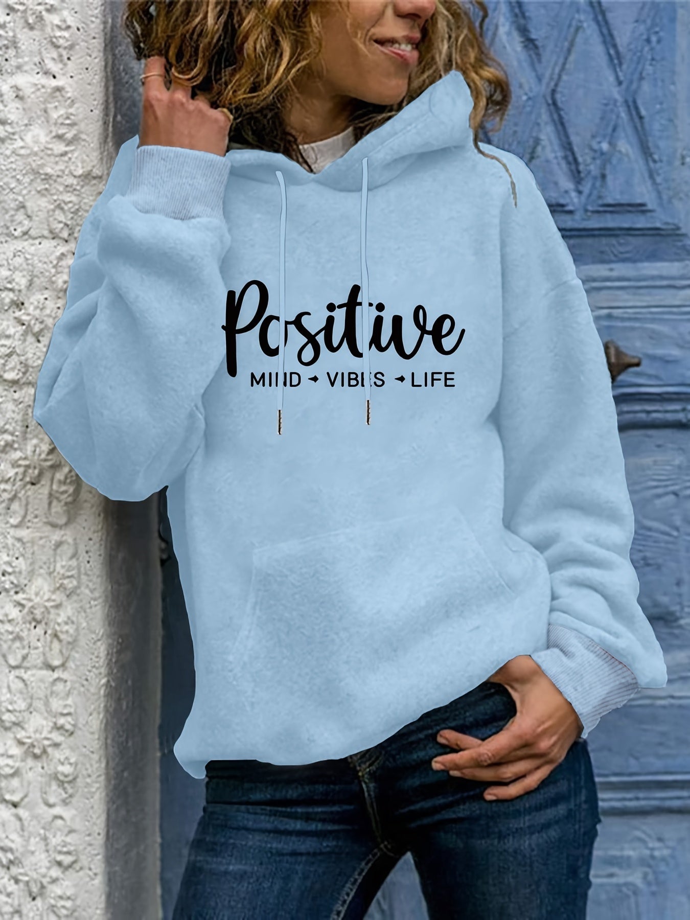 Cozy Women's Large Hooded Sweatshirt with Fun Graphic Pocket