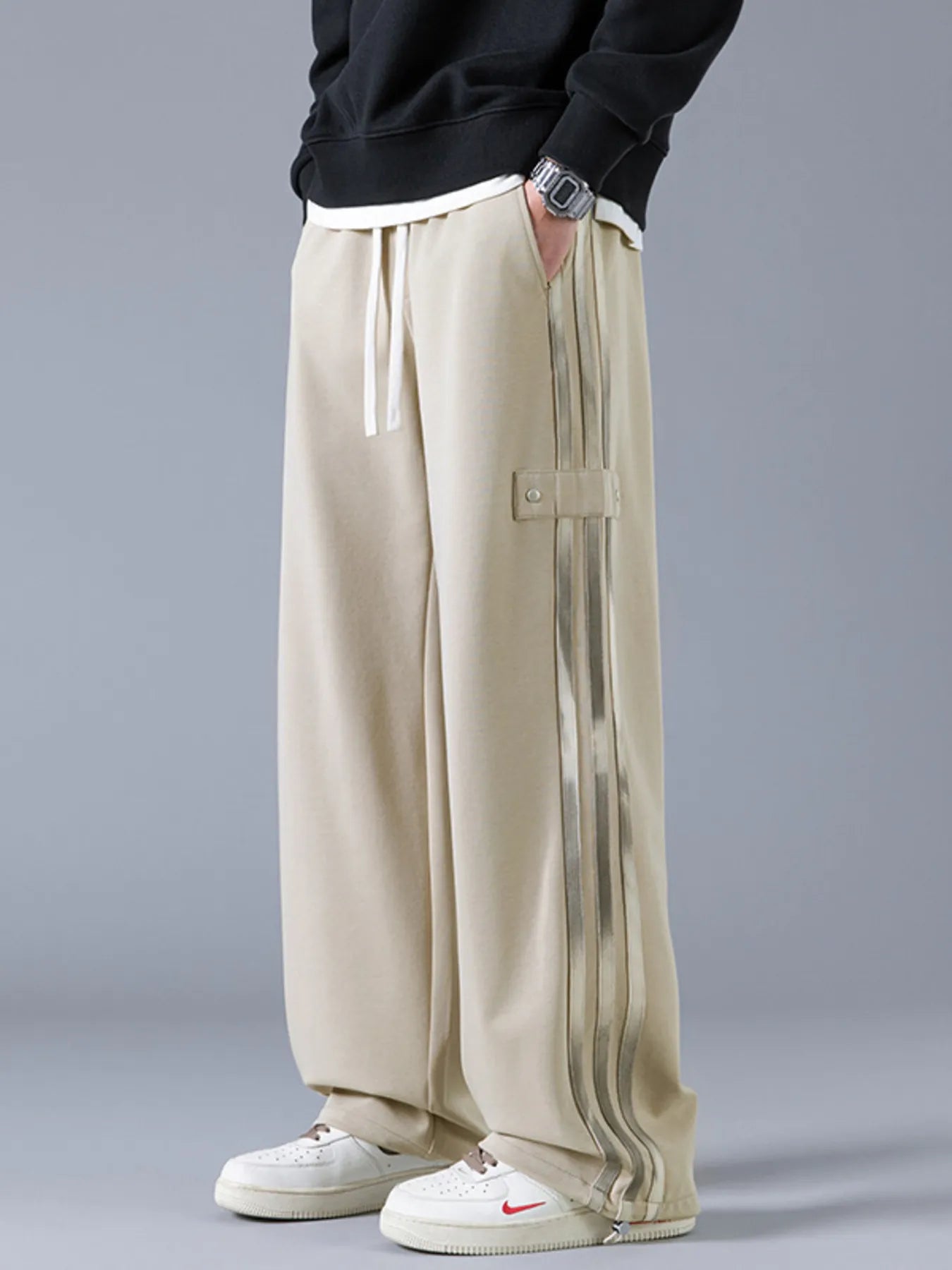 Men's Relaxed Fit Jogger Pants with Side Stripes - BritishElegance