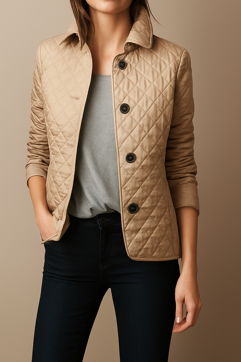Ladies Padded Coat with Classic Collar