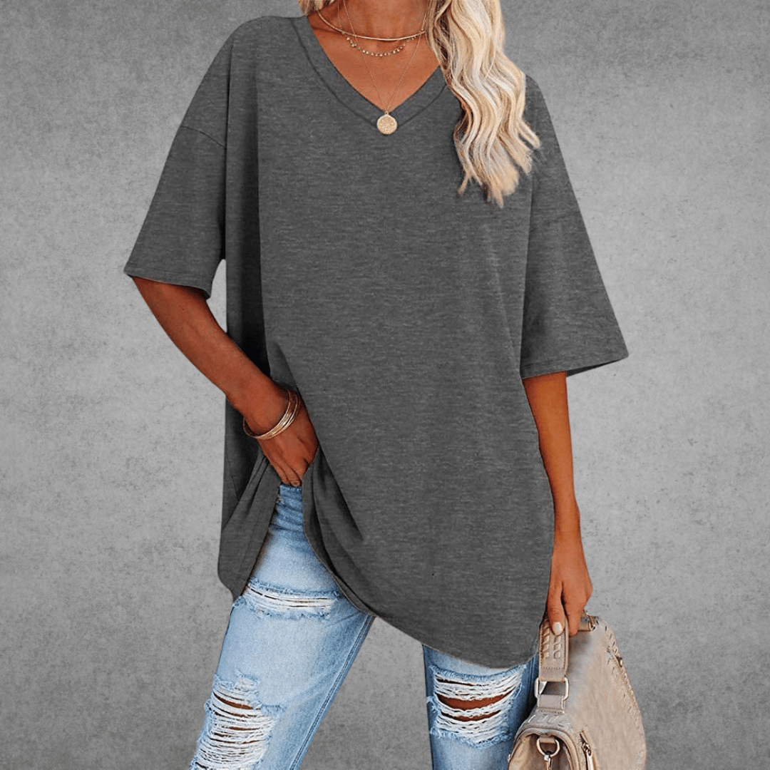 Relaxed Fit V Neck Casual Tee Shirt