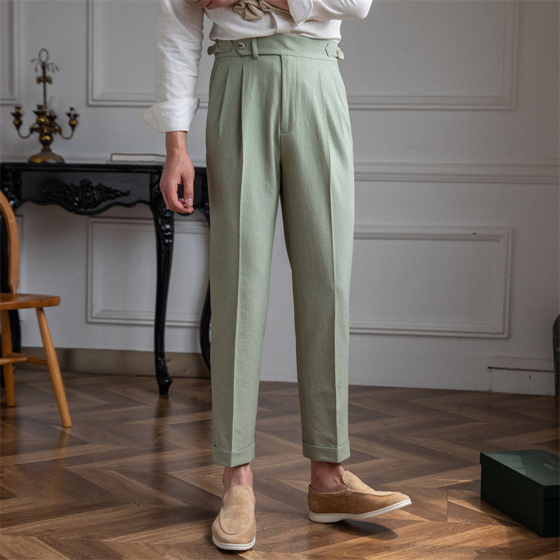 Slim Fit Pleated Dress Pants for Men - VogeLuxe