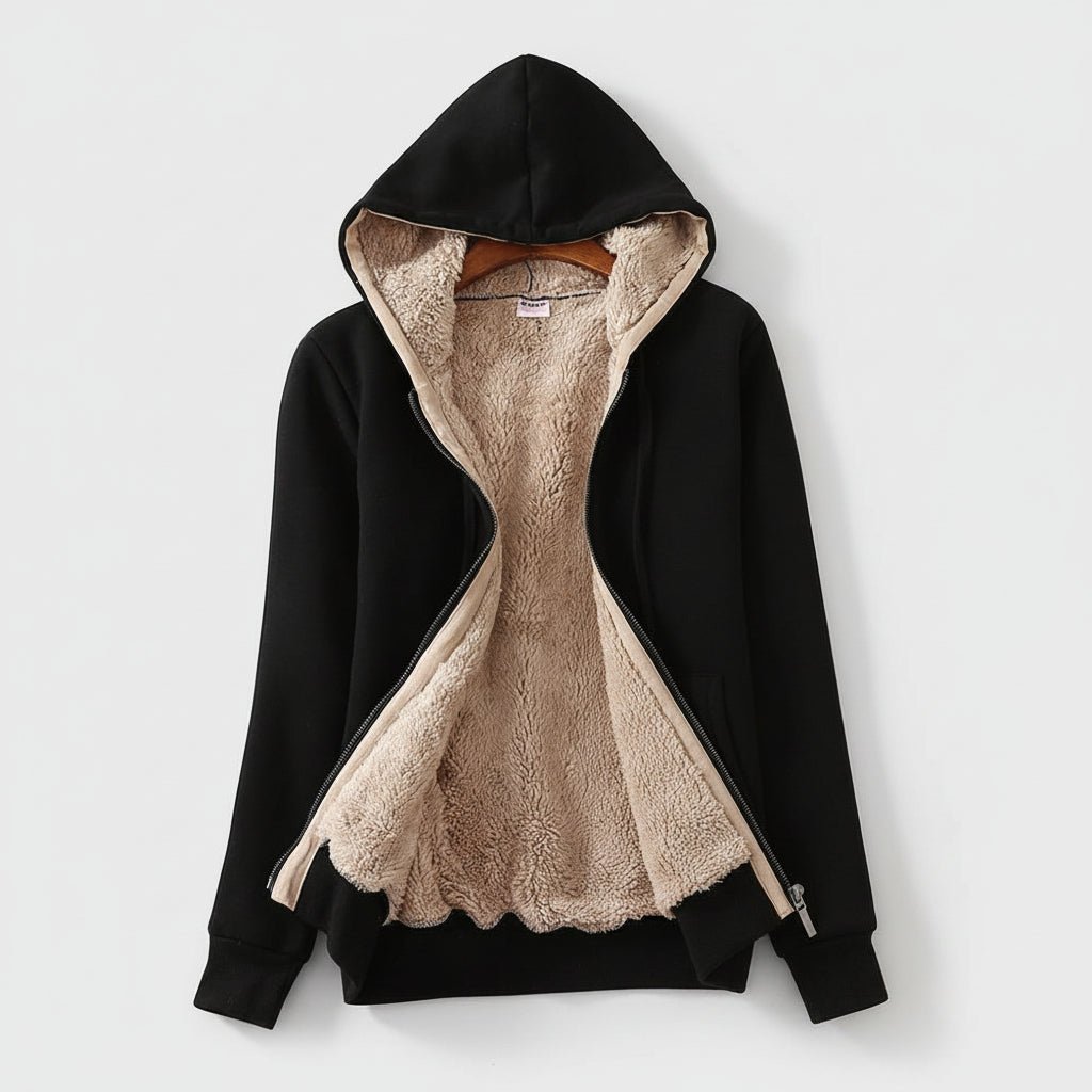 Warm Women's Fleece Lined Zip Up Winter Hoodie Coat - VogeLuxe