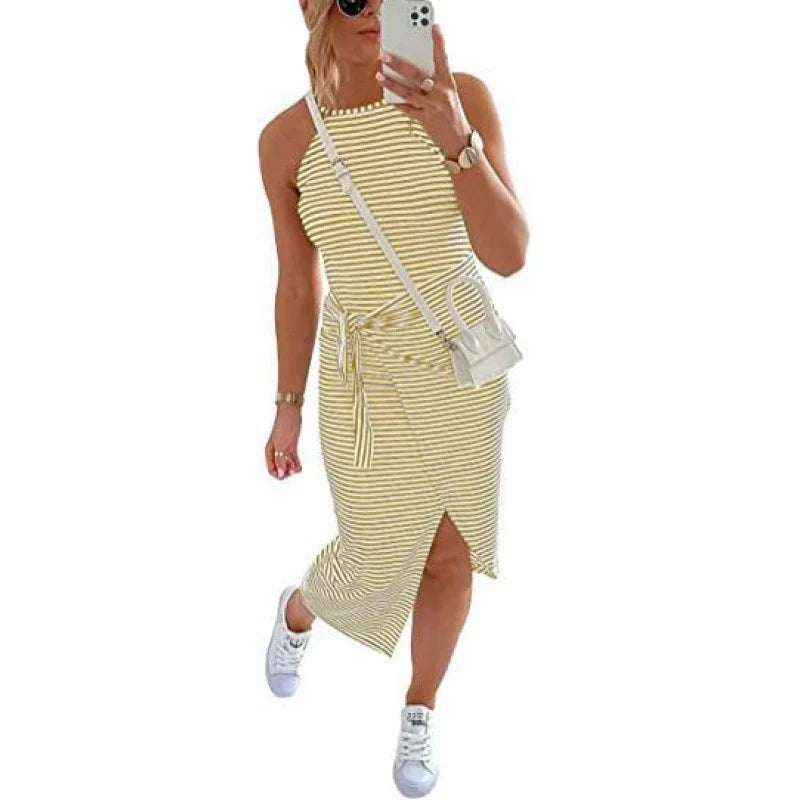Casual Warm Weather Striped Midi Dress