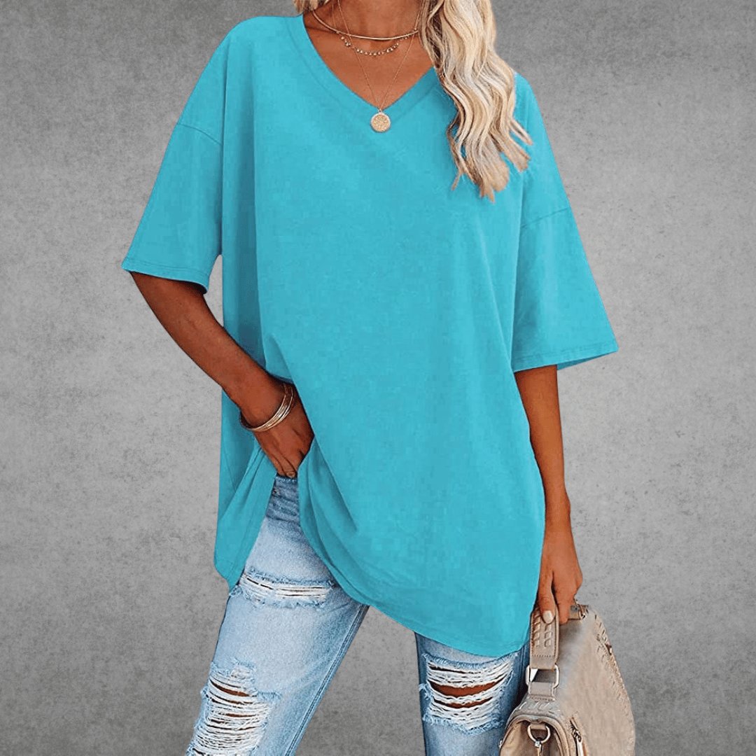 Relaxed Fit V Neck Casual Tee Shirt
