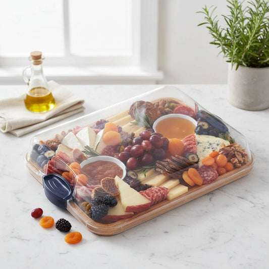 Wooden Serving Platter with Locking Lid and Handle - VogeLuxe