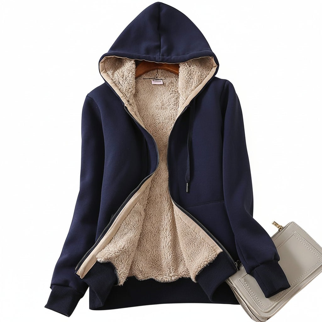 Warm Women's Fleece Lined Zip Up Winter Hoodie Coat