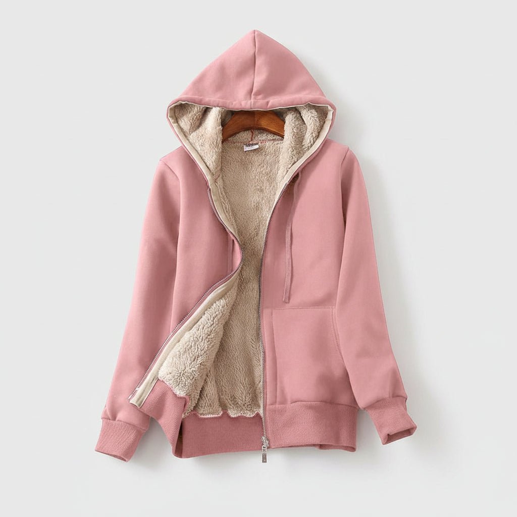 Warm Women's Fleece Lined Zip Up Winter Hoodie Coat