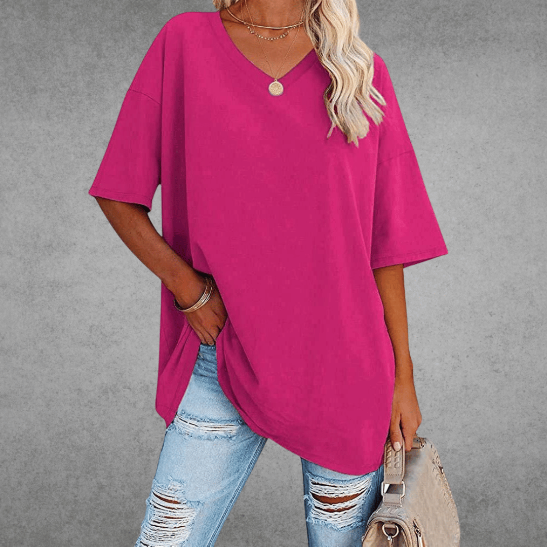 Relaxed Fit V Neck Casual Tee Shirt