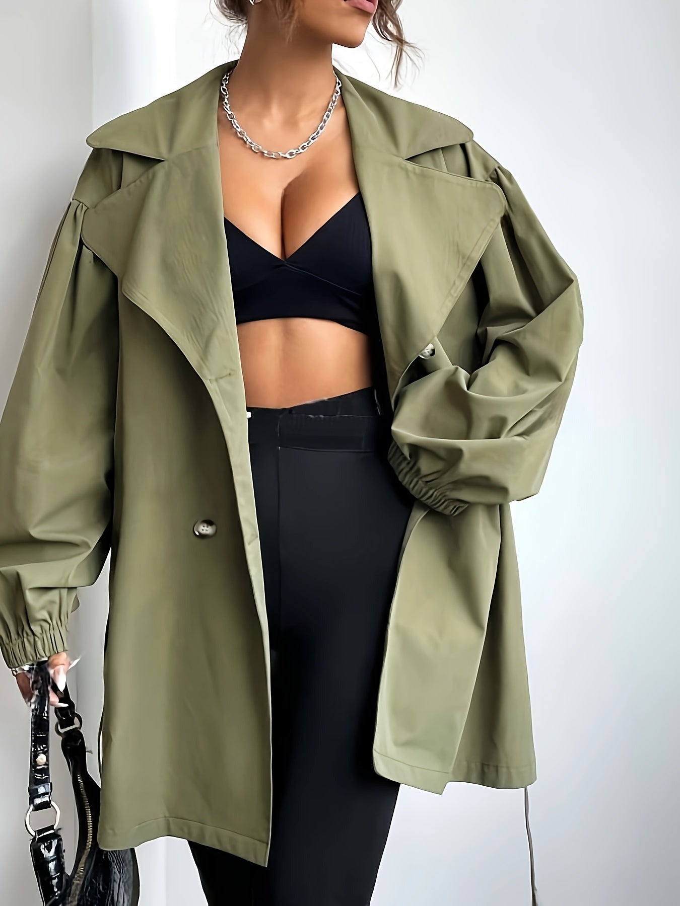 Classic Green Waterproof Belted Trench Coat - VogeLuxe