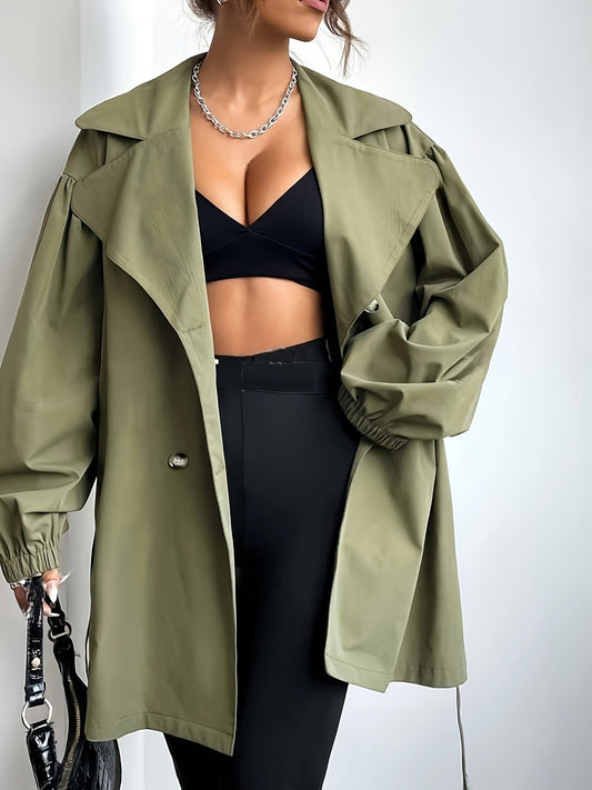 Classic Green Womens Belted Trench Coat - BritishElegance
