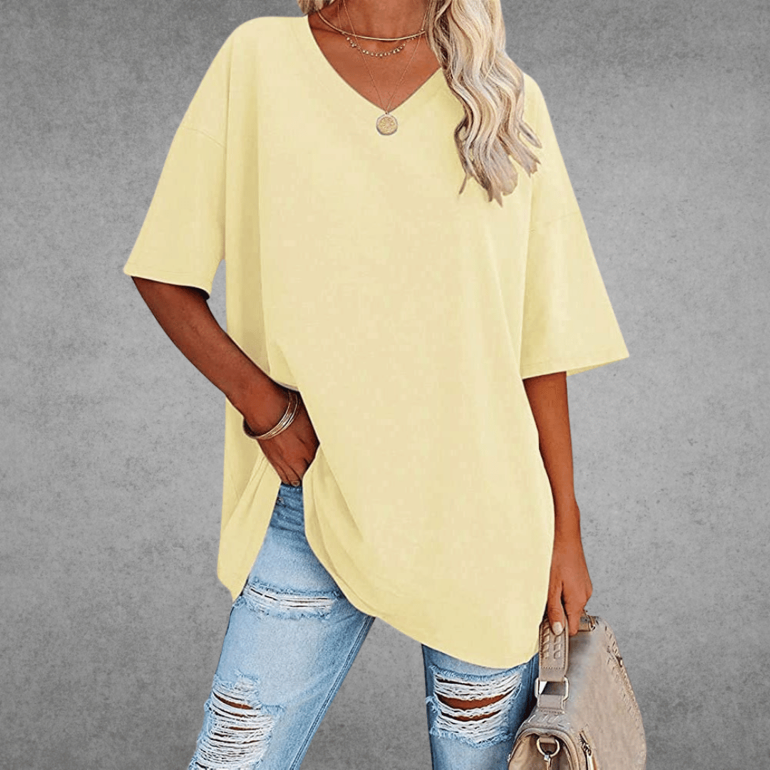 Relaxed Fit V Neck Casual Tee Shirt