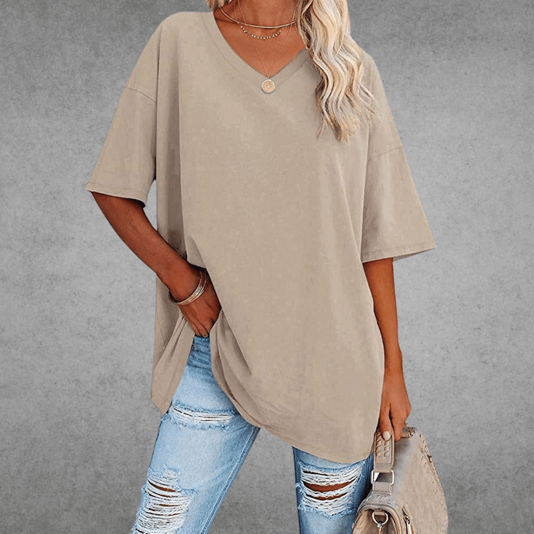 Relaxed Fit V Neck Casual Tee Shirt