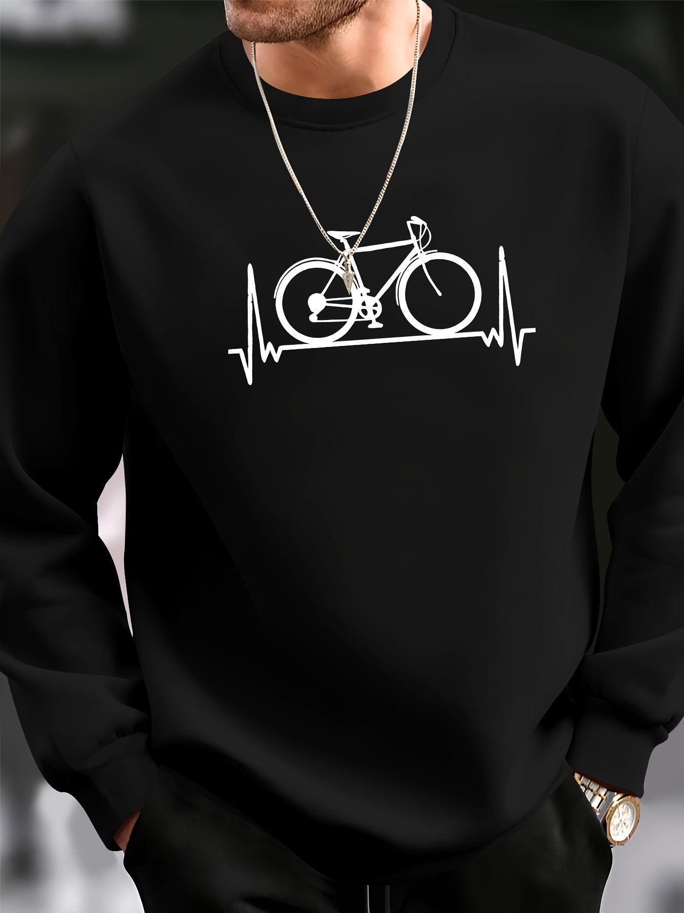 Cozy Mens Sweatshirt with Bike Design - VogeLuxe
