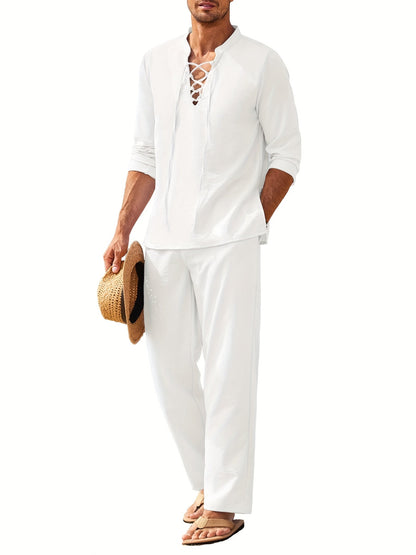 Casual Button Down Shirt and Comfortable Pants Suit