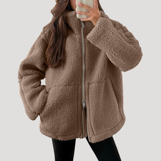 Warm Women's Fleece Zip Up Jacket - VogeLuxe