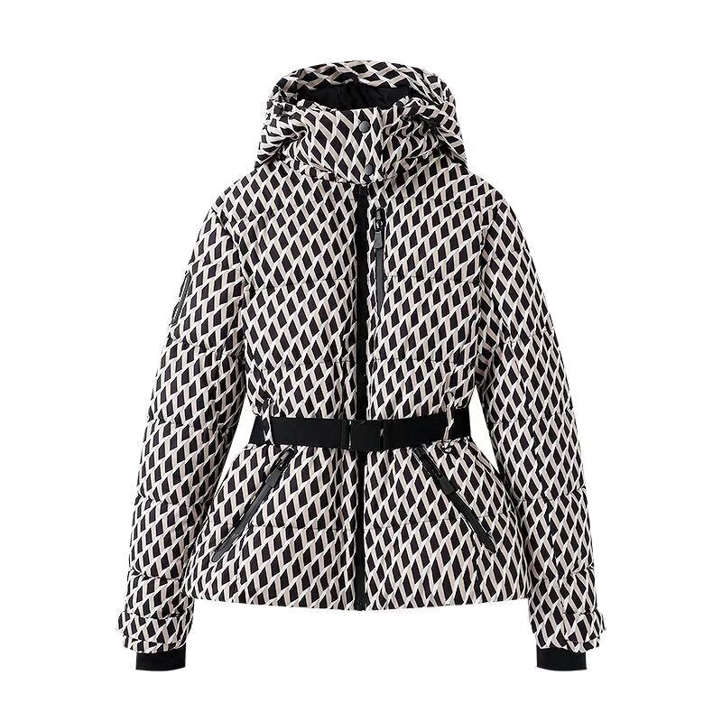 Fit Waist Padded Coat With Tie Belt - VogeLuxe