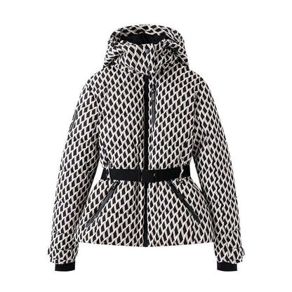 Fit Waist Padded Coat With Tie Belt - VogeLuxe