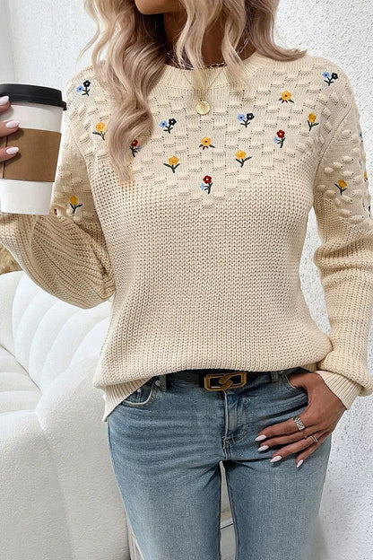 Pretty Pattern Crew Neck Pullover Sweater