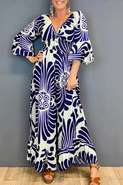 Summer Floral V-Neck Jumpsuit for Women