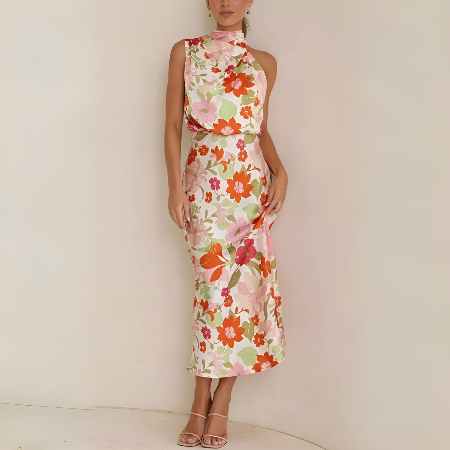 Ladies Lightweight Satin Floor Length Dress