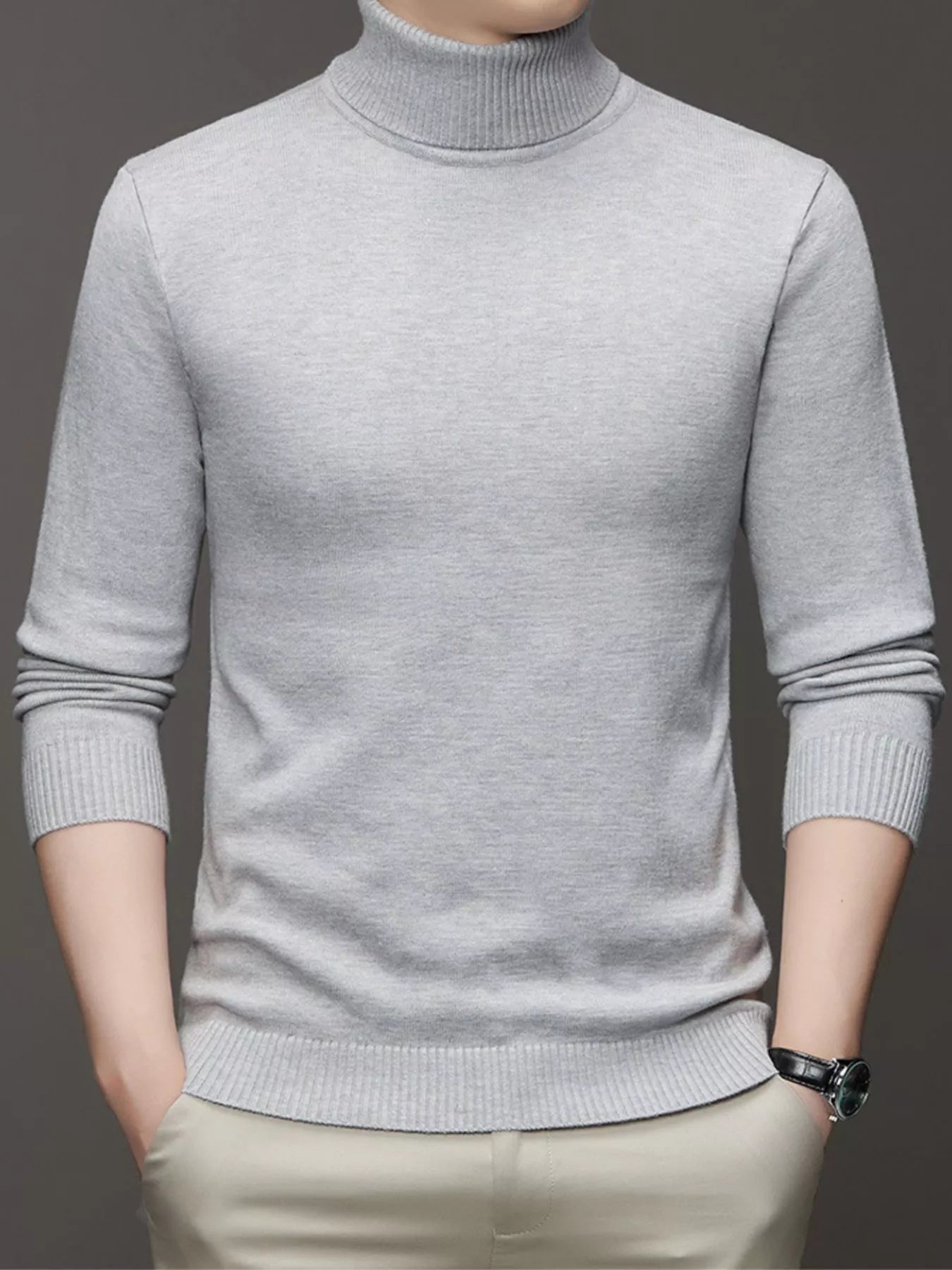 Men's Large Fit Crew Neck Knit Sweater
