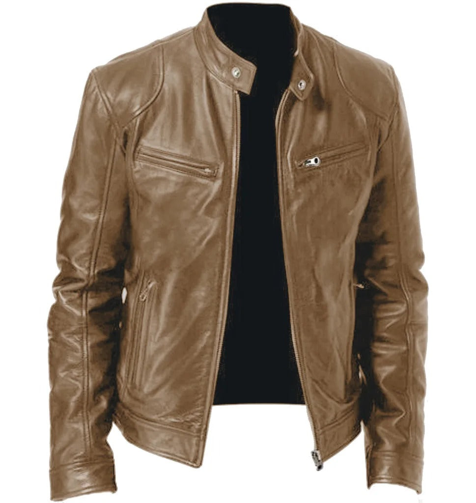 Relaxed Fit Mens Vegan Leather Jacket - VogeLuxe