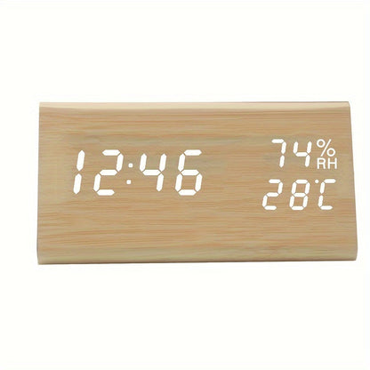 Smart Wood LED Clock with Temperature and Humidity