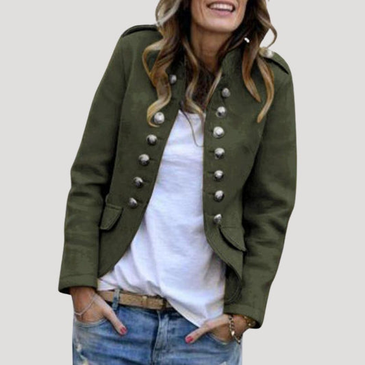 Classic Women's Military Button Coat - VogeLuxe