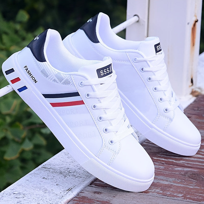 Casual Low-top Men's Sneakers with Colorful Stripe Detail - VogeLuxe