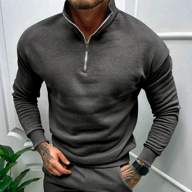 Warm Men's Zip Up Long Sleeve Winter Sweater