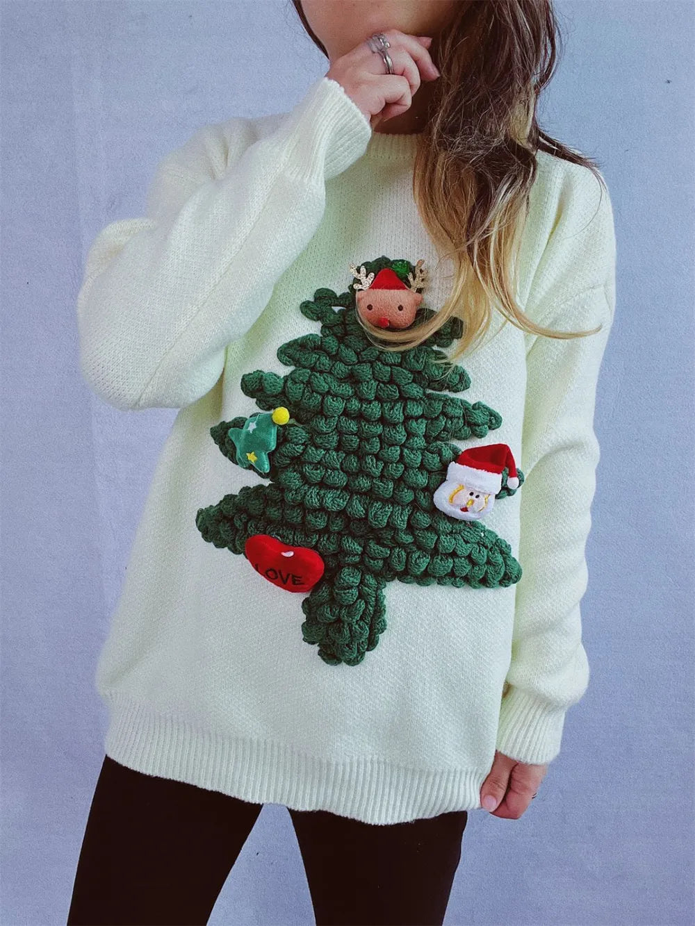 Festive Holiday Crew Neck Winter Sweater