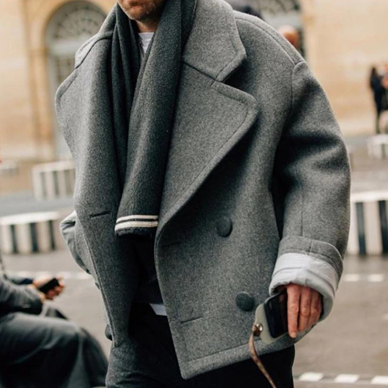 Classic Casual Mens Wool Overcoat Regular Fit