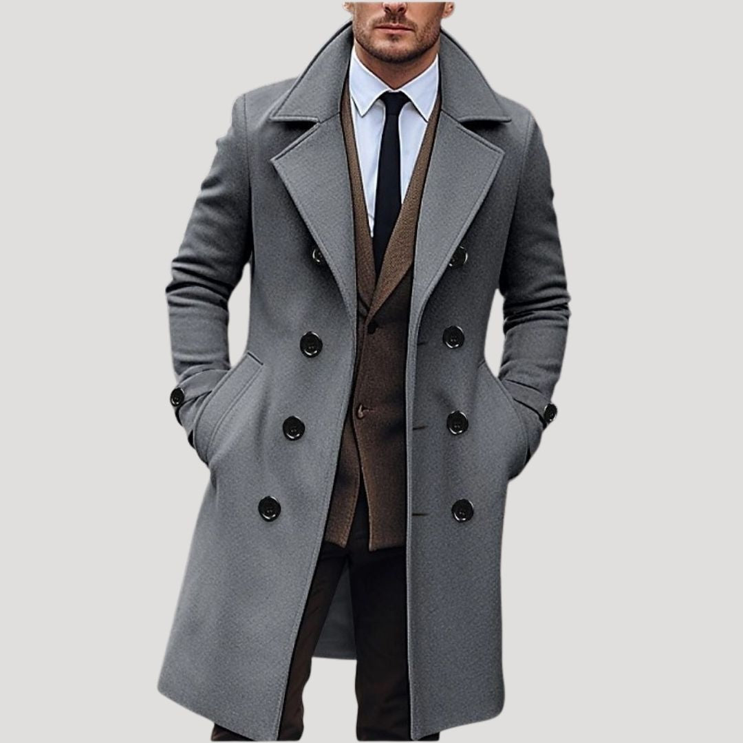 Classic Men's Wool Long Winter Overcoat