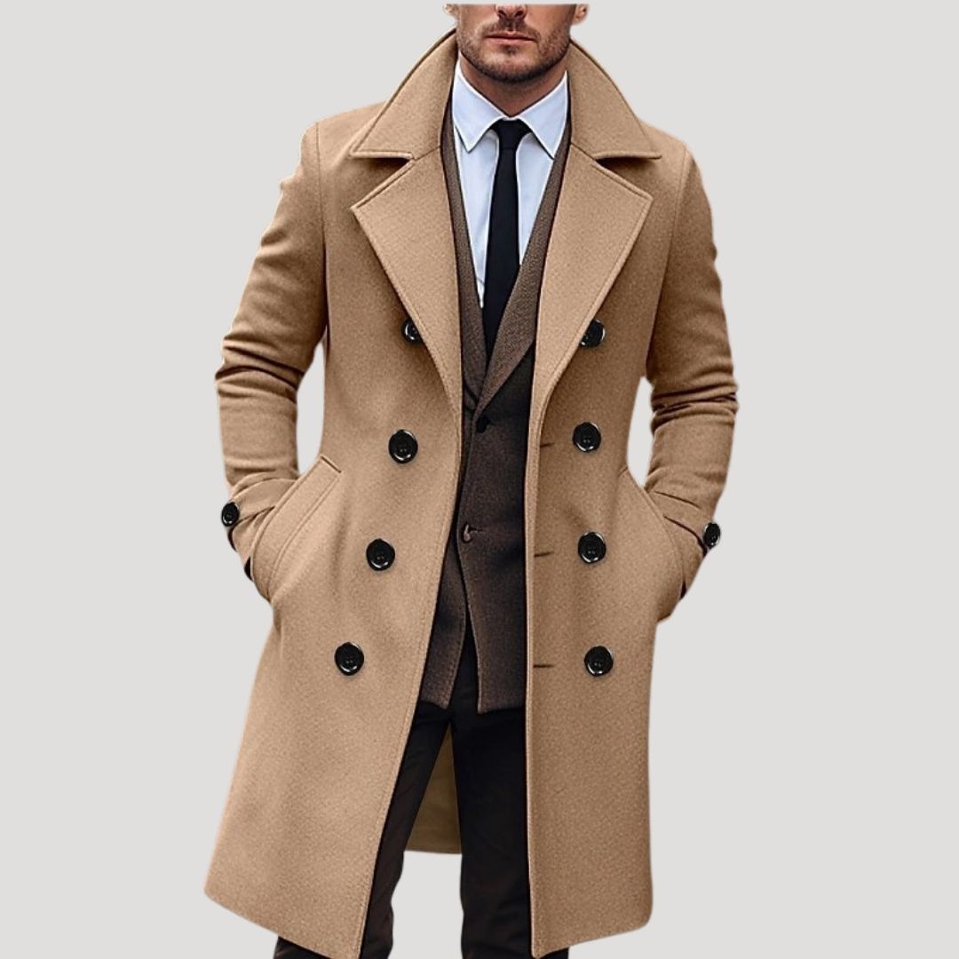 Classic Men's Wool Long Winter Overcoat