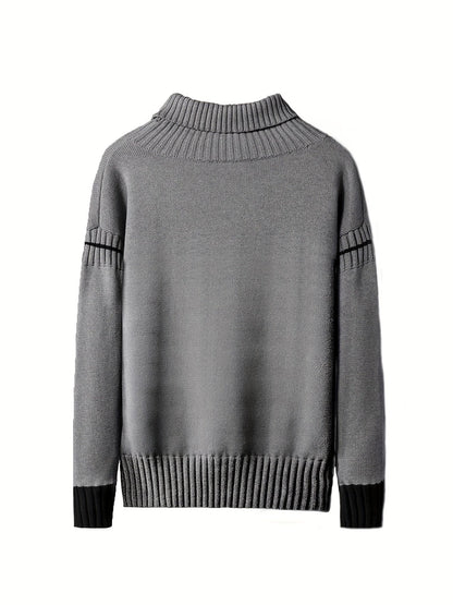 Cozy Men's Grey Crew Neck Winter Sweater - VogeLuxe