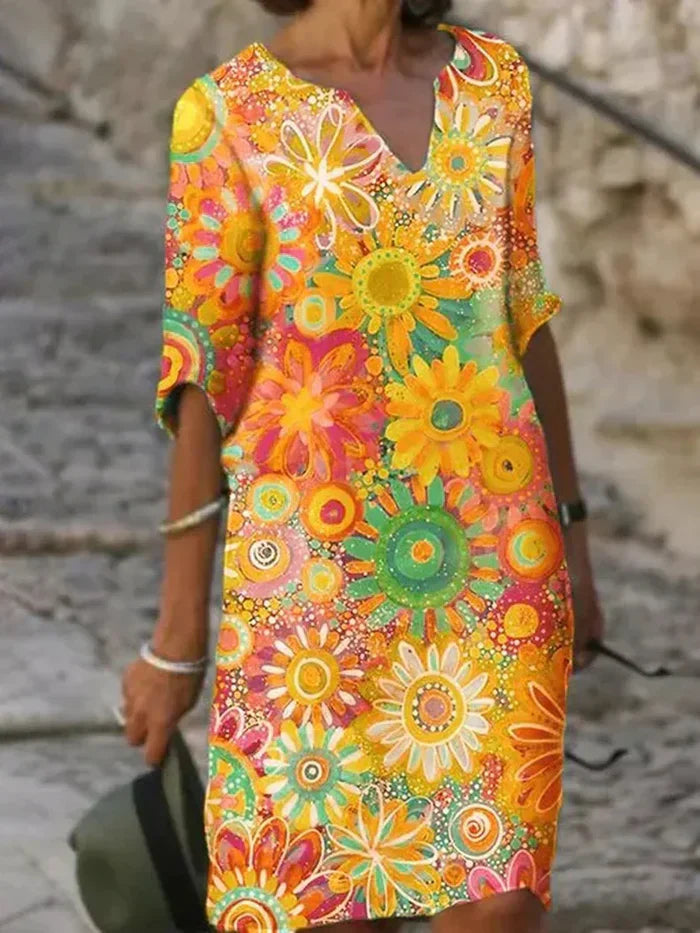 Bright Floral Women's Party Dress