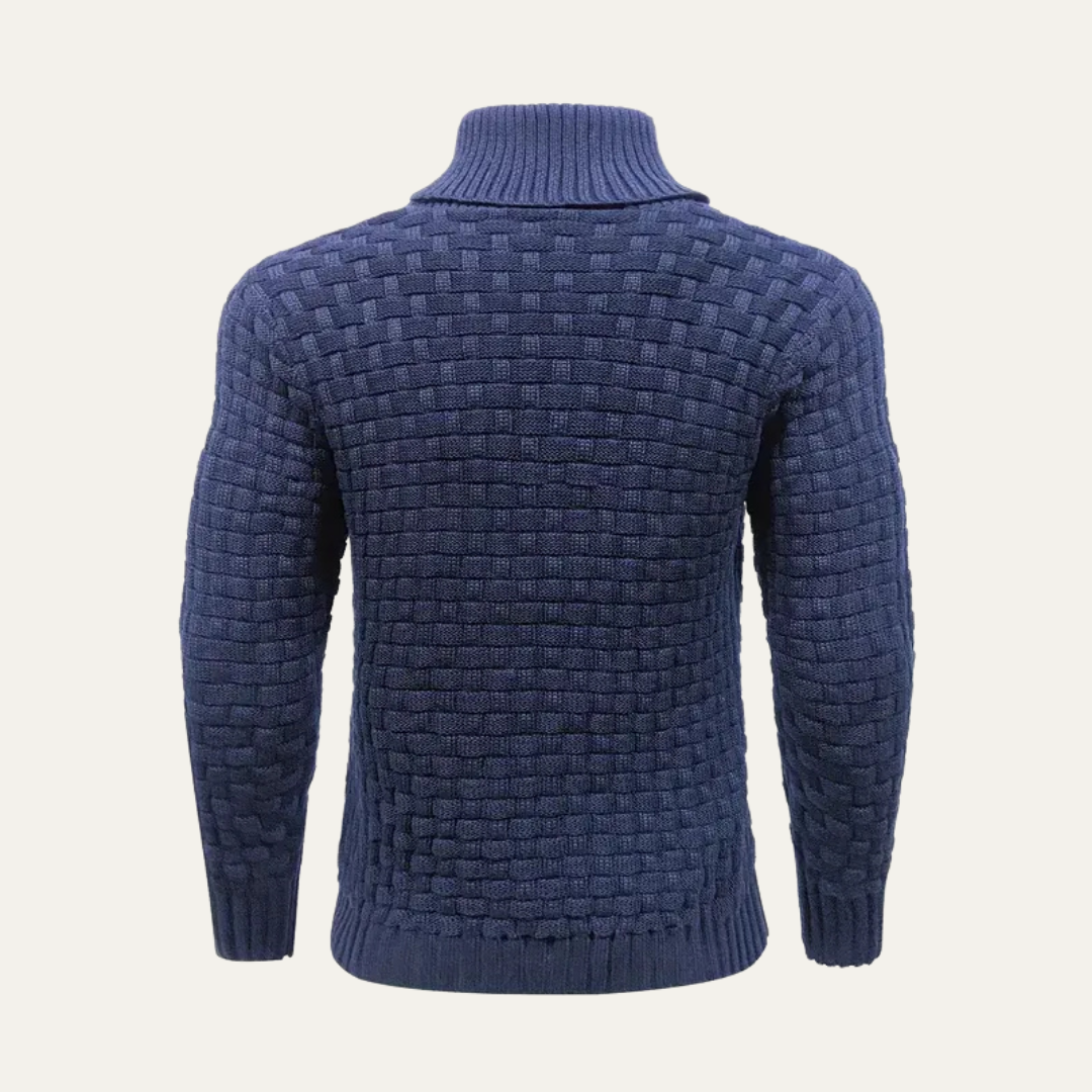 VogeLuxe | Men’s Shawl Collar Textured Knit Pullover Sweater