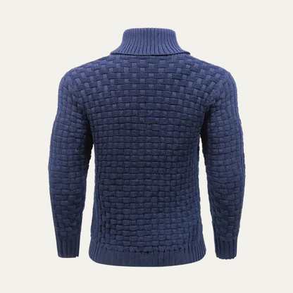 VogeLuxe | Men’s Shawl Collar Textured Knit Pullover Sweater