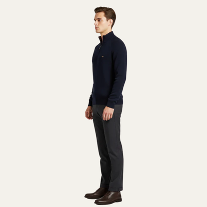 VogeLuxe | Men’s Heavy Ribbed Quarter Zip Mock Neck Sweater