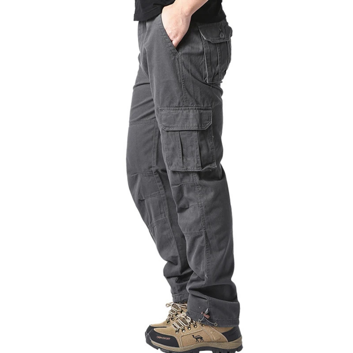 Relaxed Fit Cargo Pants for Men with Elastic Waist