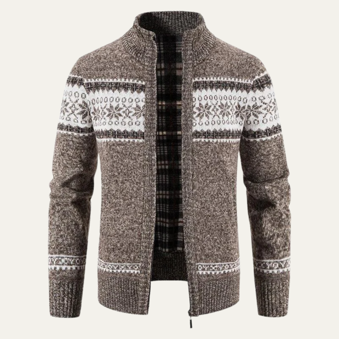 VogeLuxe | Men's Full Zip Knit Cardigan with Standing Collar