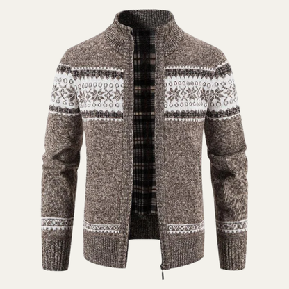 VogeLuxe | Men's Full Zip Knit Cardigan with Standing Collar