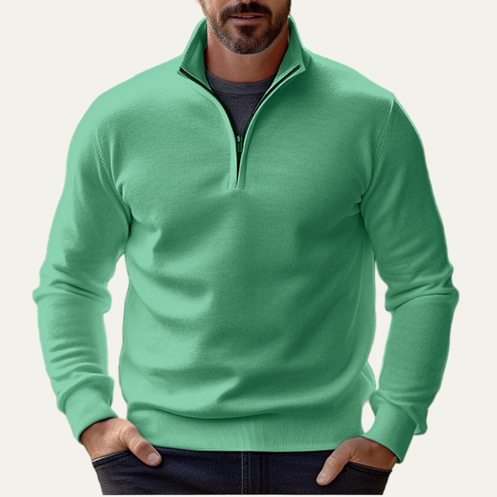 VogeLuxe | Men’s Stand Collar Quarter Zip Pullover Sweater