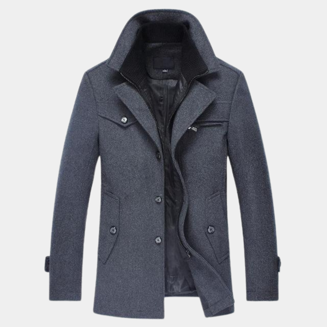 VogeLuxe | Men’s Wool Blend Car Coat with Quilted Zip Lining