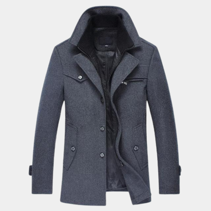 VogeLuxe | Men’s Wool Blend Car Coat with Quilted Zip Lining