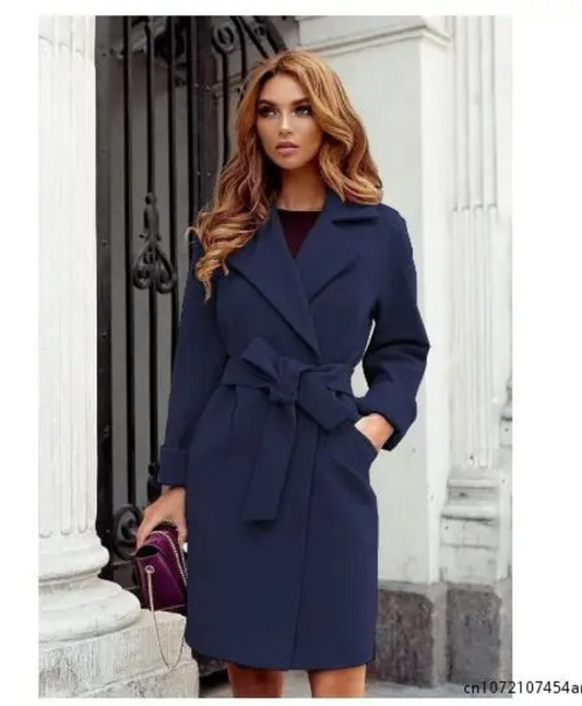 Classic Women's Trench Coat with Belted Waist - VogeLuxe