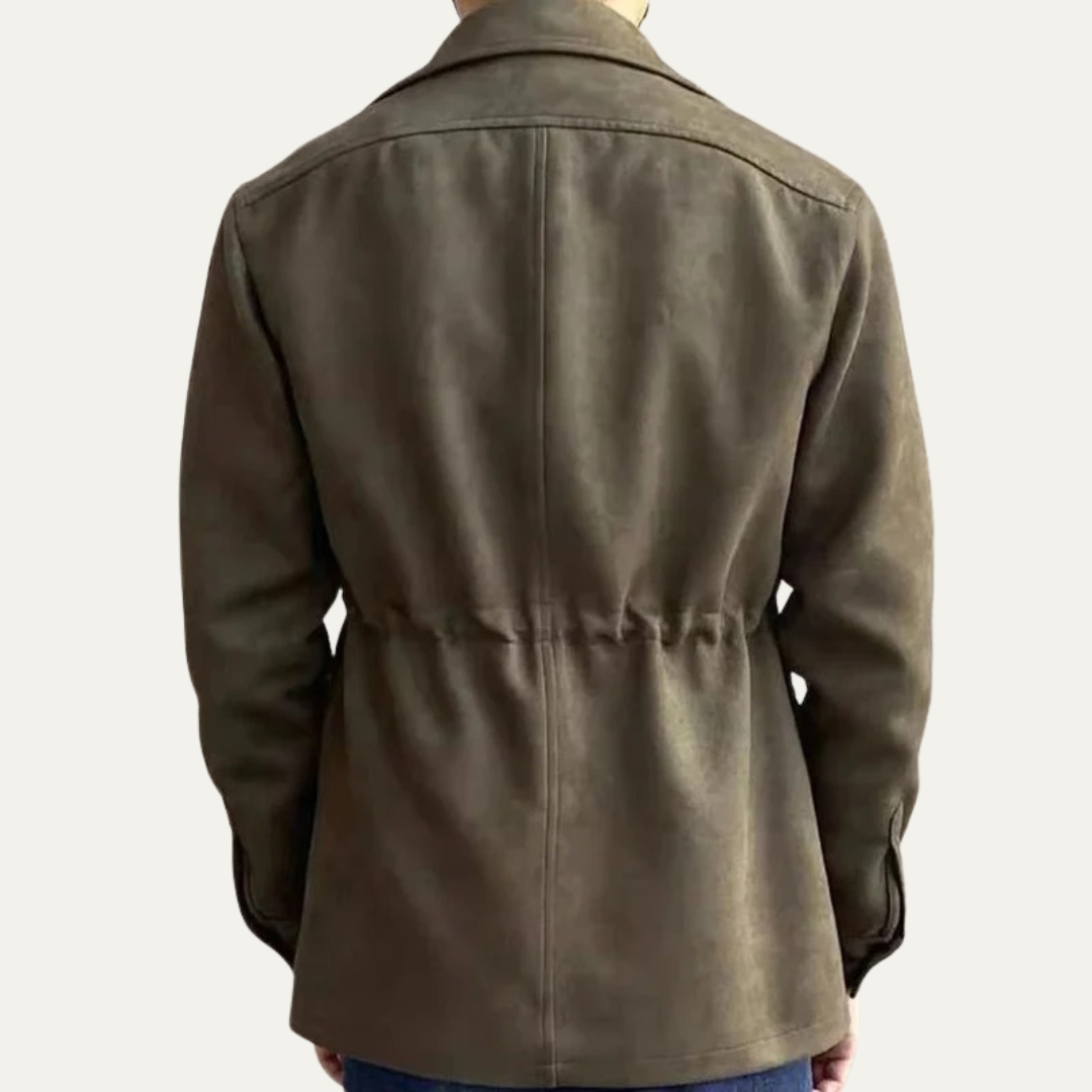 VogeLuxe | Men’s Suede Field Jacket with Four Flap Pockets