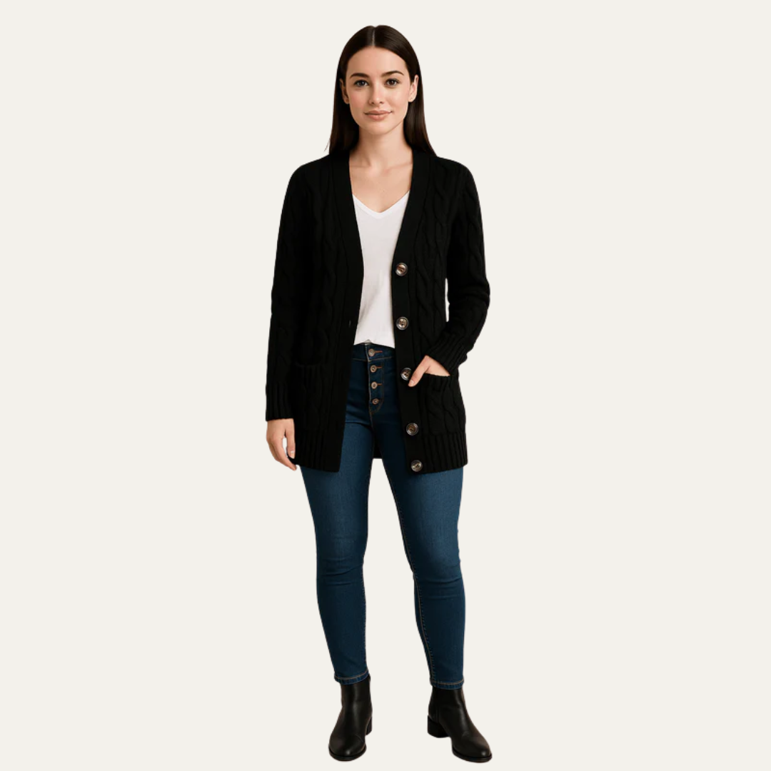 VogeLuxe | Women’s Cable Knit Button-Front Cardigan