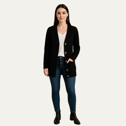VogeLuxe | Women’s Cable Knit Button-Front Cardigan