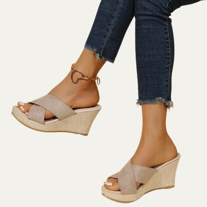 VogeLuxe | Women’s Open Toe Cross Strap Wedge Sandals